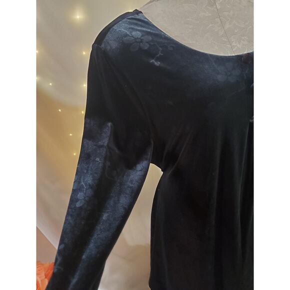 Carole Little Vtg 90s Floral Velvet Cape Maxi Dress Sz 16 Black Red Witchy Goth - Picture 7 of 15